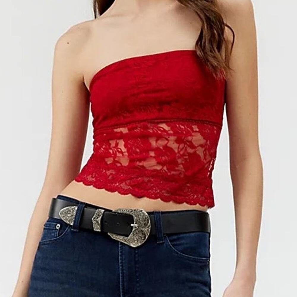 Urban Renewal Women's Remnants Lace Tube Top Red Size‎ XL